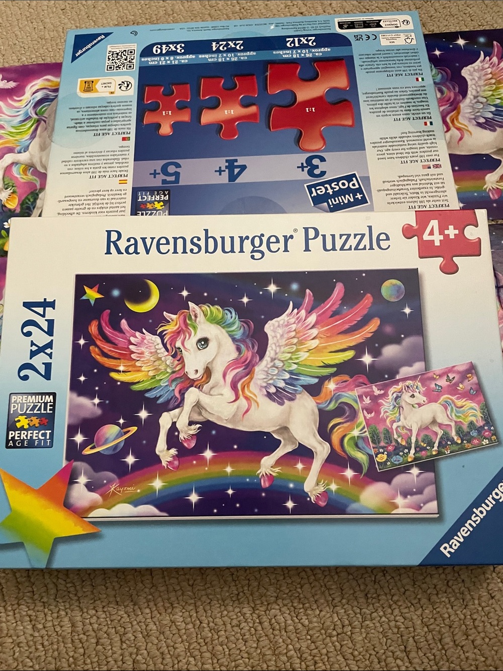 Ravensburger Rainbow Winged Unicorn Puzzle - 2 puzzles each 24 pieces. age:4+
